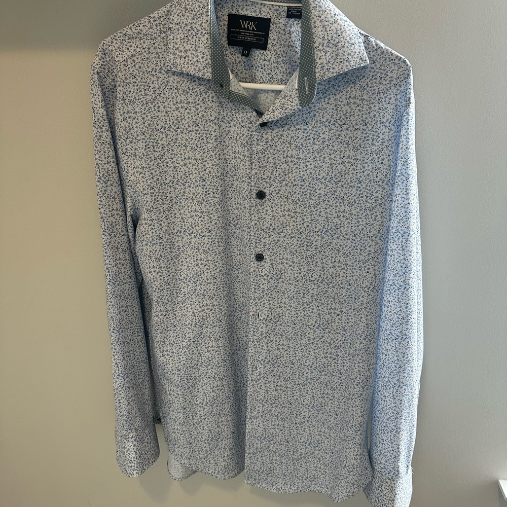 Men's Classic White and Blue Floral Shirt